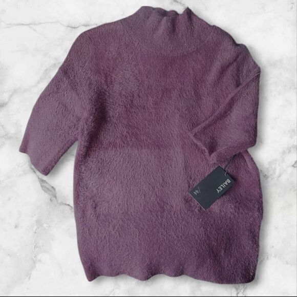 BAILEY 44 Maroon Mock Neck Short Sleeve Pullover Shiny Soft Sweater Size Medium - Picture 11 of 11